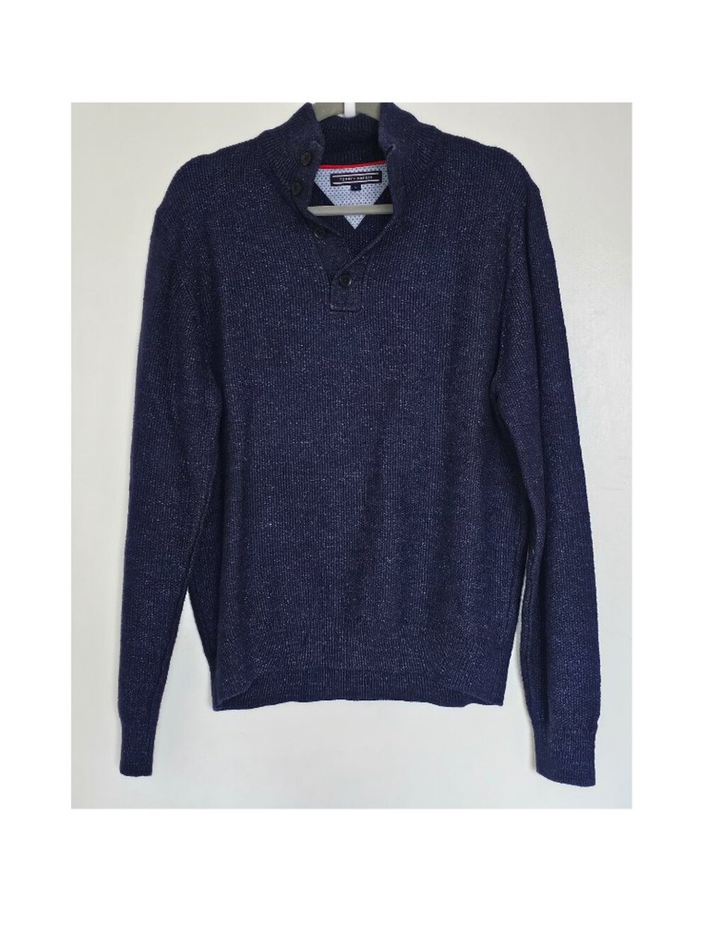 Tommy Hilfiger 1/4 Button Down Collar High Neck Cotton Pullover Jumper Sweater L